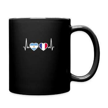 Argentinien Frankreich Herzschlag Flagge - Tasse einfarbig - Schwarz - Rechts