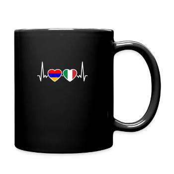 Armenien Italien Herzschlag Flagge Armenier - Tasse einfarbig - Schwarz - Rechts