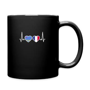 Aruba Frankreich Herzschlag Flagge Arubaner - Tasse einfarbig - Schwarz - Rechts