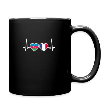 Aserbaidschan Frankreich Herzschlag Flagge - Tasse einfarbig - Schwarz - Rechts