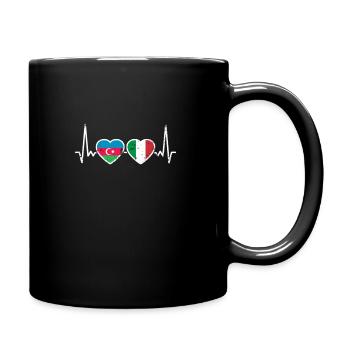 Aserbaidschan Italien Herzschlag Flagge - Tasse einfarbig - Schwarz - Rechts