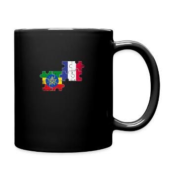 France Ethiopia Vintage Flag Ethiopian - Full Colour Mug - black - Right