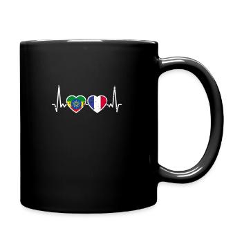 France Ethiopia Vintage Flag Heartbeat - Full Colour Mug - black - Right