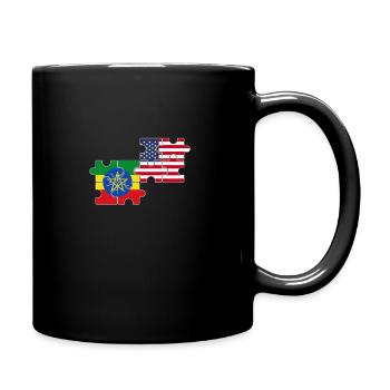 Ethiopia USA Flag American Ethiopian - Full Colour Mug - black - Right