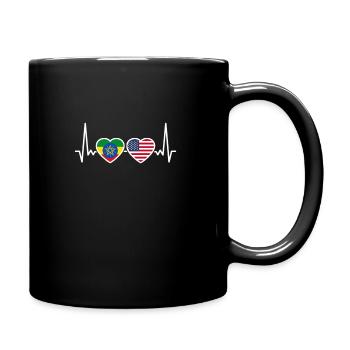 Ethiopia USA Heartbeat Flag Ethiopian - Full Colour Mug - black - Right
