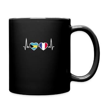 Bahamas Frankreich Vintage Herzschlag Flagge - Tasse einfarbig - Schwarz - Rechts