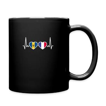 Barbados Frankreich Herzschlag Flagge - Tasse einfarbig - Schwarz - Rechts