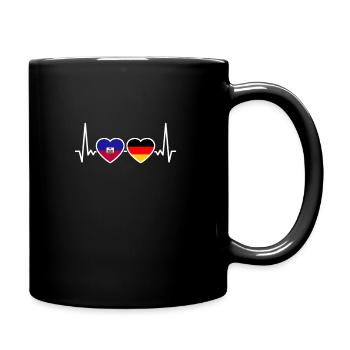 Haiti Deutschland Herzschlag Flagge Haitianer - Tasse einfarbig - Schwarz - Rechts