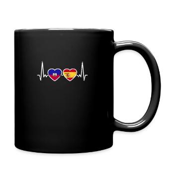 Haïti Espagne Vintage Heartbeat Drapeau Haïtien - Mug uni - noir - Droite