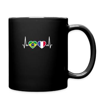 Brasilien Frankreich Herzschlag Flagge Brasilianer - Tasse einfarbig - Schwarz - Rechts
