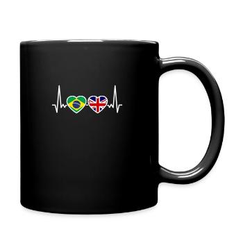 Brasilien UK Herzschlag Flagge Britisch - Tasse einfarbig - Schwarz - Rechts