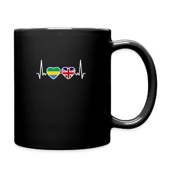 Gabon UK Heartbeat Flag British Gabonese - Full Colour Mug - black - Right