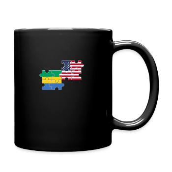 Gabon USA Flag American Gabonese - Full Colour Mug - black - Right