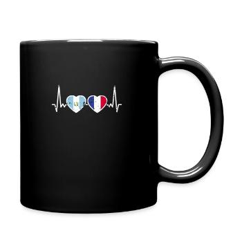 Guatemala France Vintage Heartbeat Flag - Full Colour Mug - black - Right