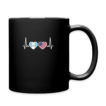 Guatemala USA Heartbeat Flag Guatemalan - Full Colour Mug - black - Right
