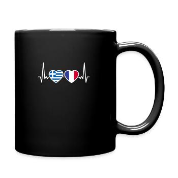 Grèce France Heartbeat Flag Grec - Mug uni - noir - Droite