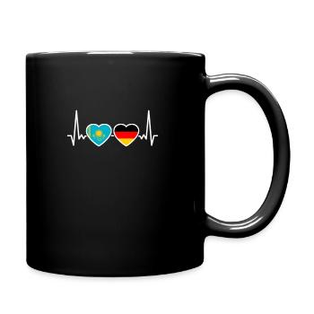 Kasachstan Deutschland Herzschlag Flagge Kasache - Tasse einfarbig - Schwarz - Rechts