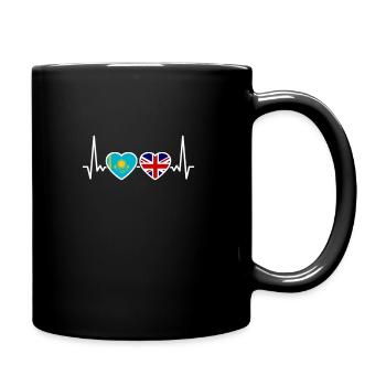 Kazakhstan UK Heartbeat Flag Kazakh - Full Colour Mug - black - Right