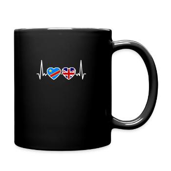 DR Kongo UK Herzschlag Flagge Kongolesisch - Tasse einfarbig - Schwarz - Rechts