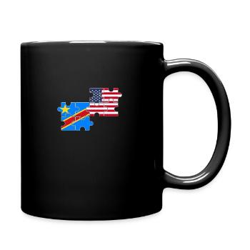 DR Kongo USA Flagge Amerikanisch Kongolesisch - Tasse einfarbig - Schwarz - Rechts