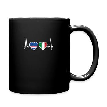 Kap Verde Italien Vintage Herzschlag Flagge - Tasse einfarbig - Schwarz - Rechts