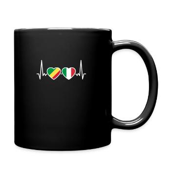Republik Kongo Italien Herzschlag Flagge Kongole - Tasse einfarbig - Schwarz - Rechts