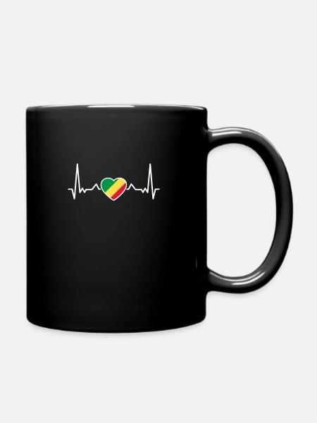 République du Congo battement de cœur drapeau congolais - Mug uni - noir