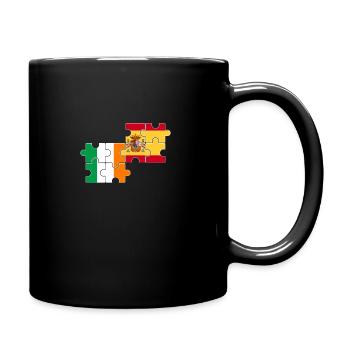 Ireland Spain Heartbeat Flag Spanish Irish - Full Colour Mug - black - Right
