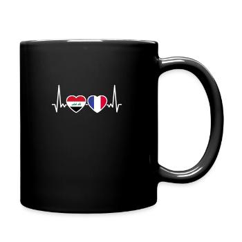 Irak Frankreich Herzschlag Flagge Iraker - Tasse einfarbig - Schwarz - Rechts