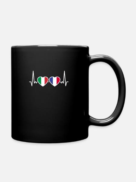 Italy France Heartbeat Flag Italian - Full Colour Mug - black