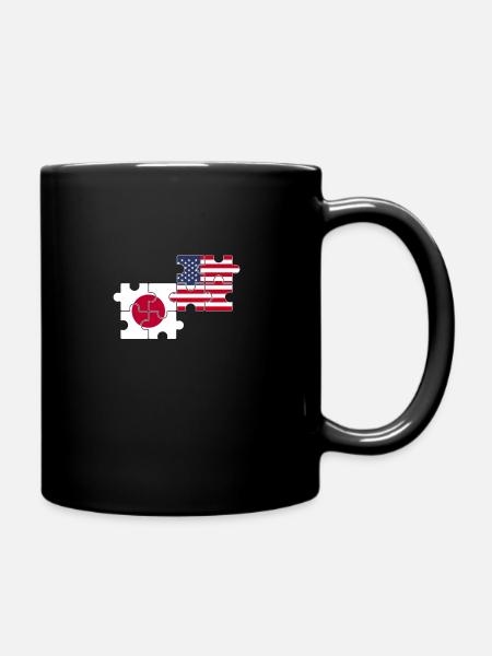 Japan USA Flag American Japanese - Full Colour Mug - black