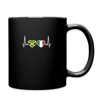 Jamaika Italien Herzschlag Flagge Jamaikaner - Tasse einfarbig - Schwarz - Rechts