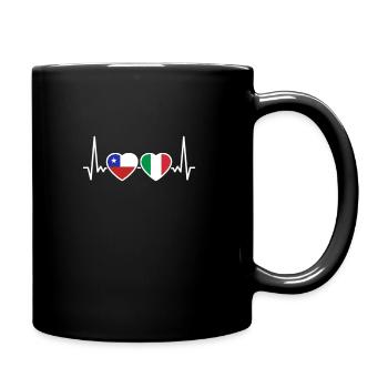 Chile Italien Herzschlag Flagge Chilene - Tasse einfarbig - Schwarz - Rechts