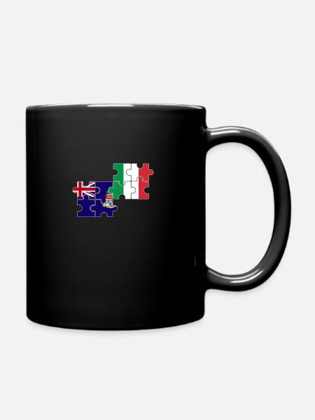 Cayman Islands Italien Flagge Italienisch - Enfärgad mugg - svart