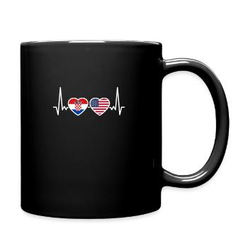 Croatia USA Heartbeat Flag Croatian - Full Colour Mug - black - Right