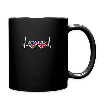 Namibia UK Herzschlag Flagge Britisch Namibisch - Tasse einfarbig - Schwarz - Rechts