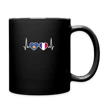 Kosovo France Heartbeat Flag Kosovars - Full Colour Mug - black - Right