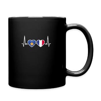 Kosovo France Vintage Heartbeat Flag - Full Colour Mug - black - Right
