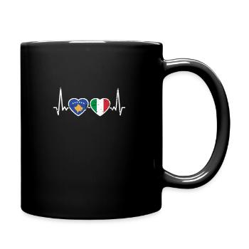 Kosovo Italy Vintage Heartbeat Flag Kosovar - Full Colour Mug - black - Right