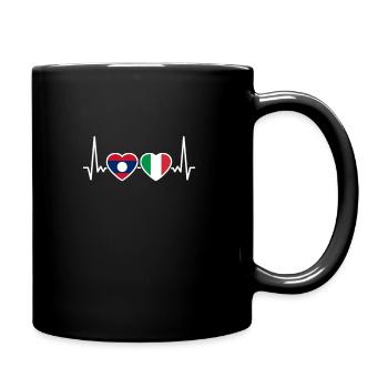 Laos Italy Heartbeat Flag Italian Laotian - Full Colour Mug - black - Right