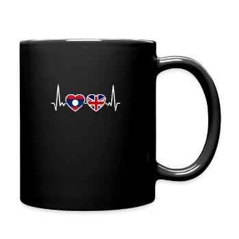 Laos Royaume-Uni Vintage Heartbeat Flag Laotien britannique - Mug uni - noir - Droite