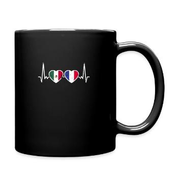 Mexico France Vintage Heartbeat Flag - Full Colour Mug - black - Right