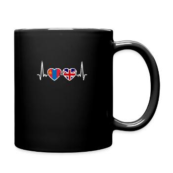 Mongolia UK Vintage Heartbeat Flag Mongolian - Full Colour Mug - black - Right