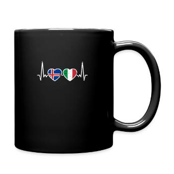 Iceland Italy Vintage Heartbeat Flag Icelandic - Full Colour Mug - black - Right