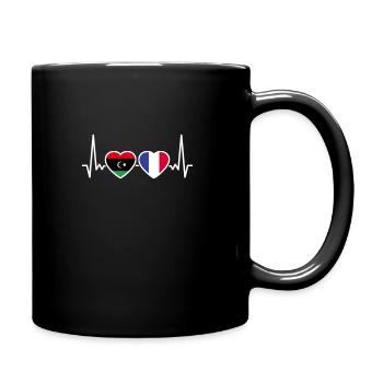 Libya France Heartbeat Flag Libyan - Full Colour Mug - black - Right