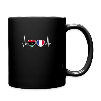 Libya France Vintage Heartbeat Flag Libyan - Full Colour Mug - black - Right