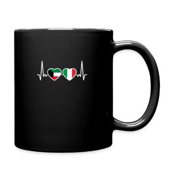 Kuwait Italien Herzschlag Flagge Kuwaiter - Tasse einfarbig - Schwarz - Rechts