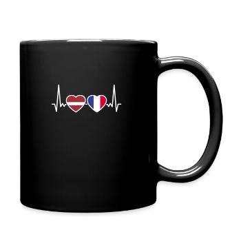 Latvia France Heartbeat Flag Latvian - Full Colour Mug - black - Right
