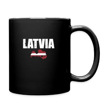 Latvia Vintage Latvia Map Latvian Flag - Full Colour Mug - black - Right