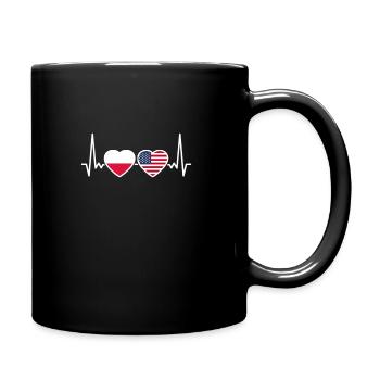 Polen USA Herzschlag Flagge Amerikanisch Polnisch - Tasse einfarbig - Schwarz - Rechts